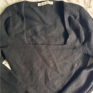 Abercrombie & Fitch Long-Sleeve Ottoman Squareneck Bodysuit, Size Medium